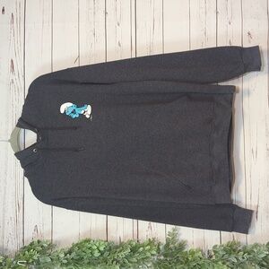 The Smurfs Peyo Lazy Sleepy Smurf Mushroom Hooded Sweatshirt Hoodie‎ Medium Grey